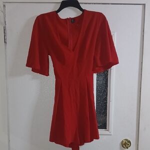 SHEIN Red V-Neck Dress